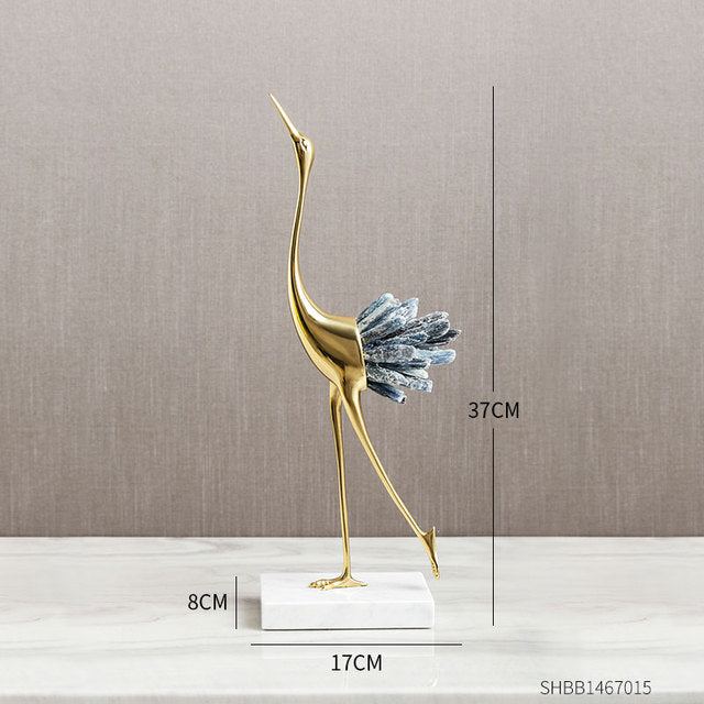 Crystal Crane Sculpture Decor