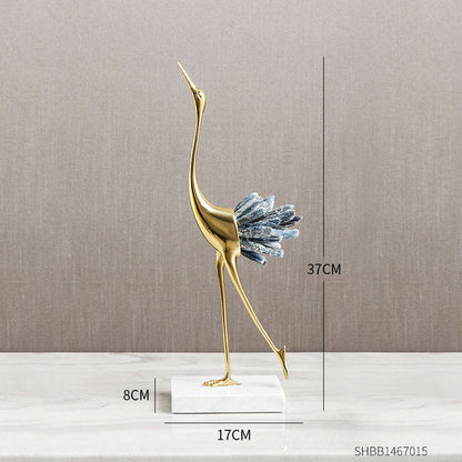 Crystal Crane Sculpture Decor