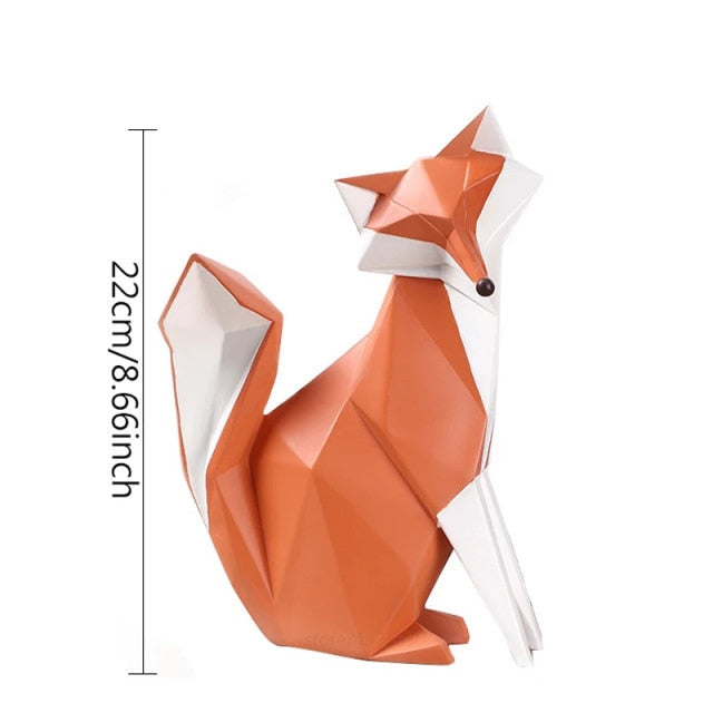 Geometric Orange Fox Figurine