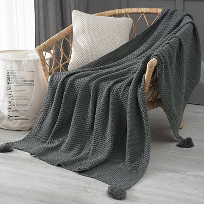 Deluxe Knitted Tassel Throw Blanket