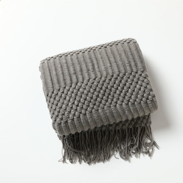 Soft Tassel Knitted Throw Blanket