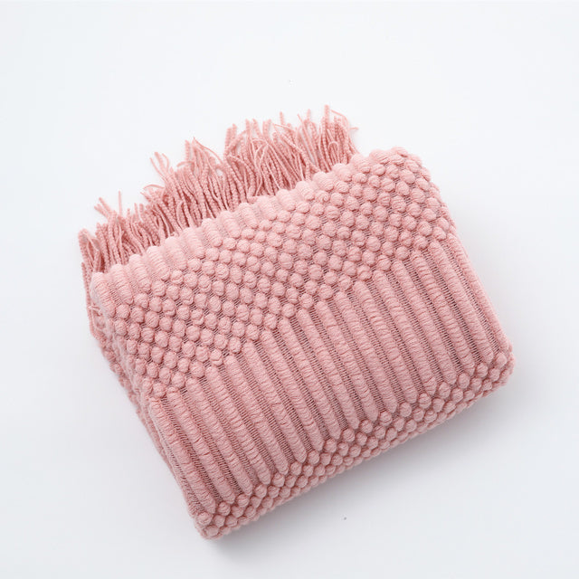 Soft Tassel Knitted Throw Blanket