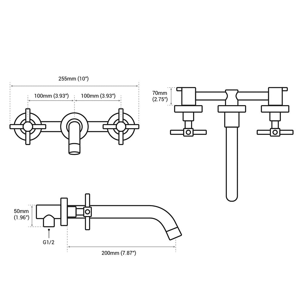 Miravique Two-Handle Wall Mounted Faucet