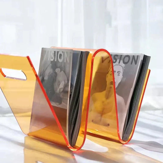 W' Shape Wavey Acrylic Magazine Stand