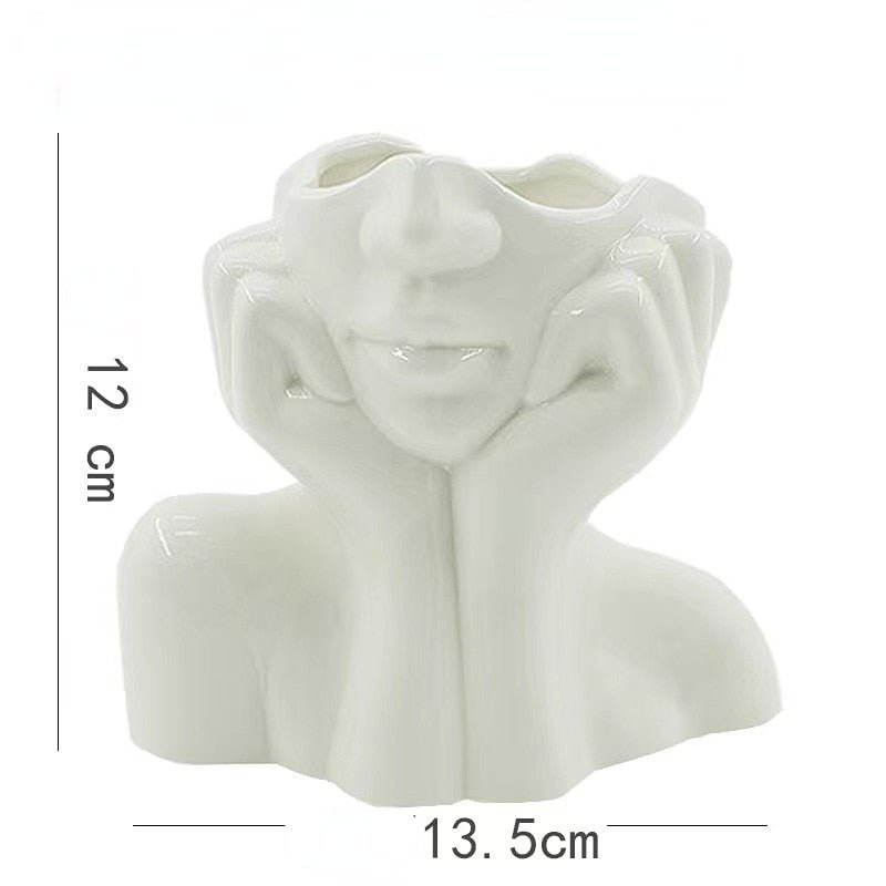 White Ceramic 'Shy Girl' Decorative Vase