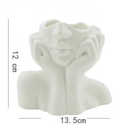 White Ceramic 'Shy Girl' Decorative Vase