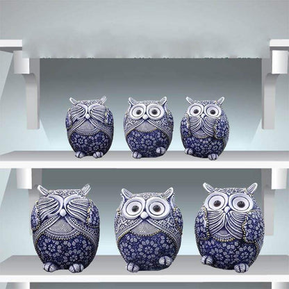 Peekaboo Blue Owl Figurines 3pcs