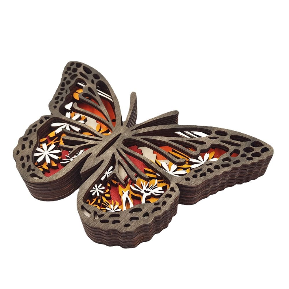 Wooden Butterfly Carving with LED Lights