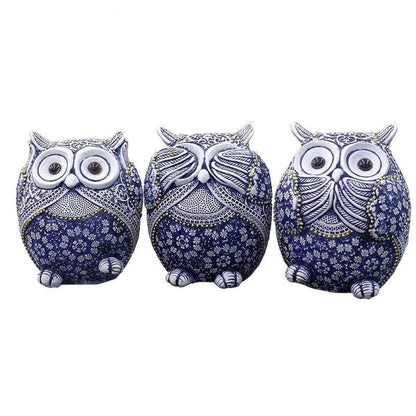 Peekaboo Blue Owl Figurines 3pcs