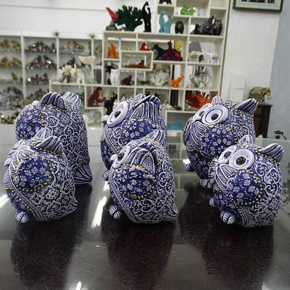 Peekaboo Blue Owl Figurines 3pcs