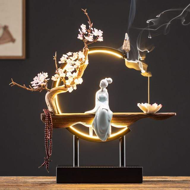 Peaceful Lady Backflow Incense Burner Lamp