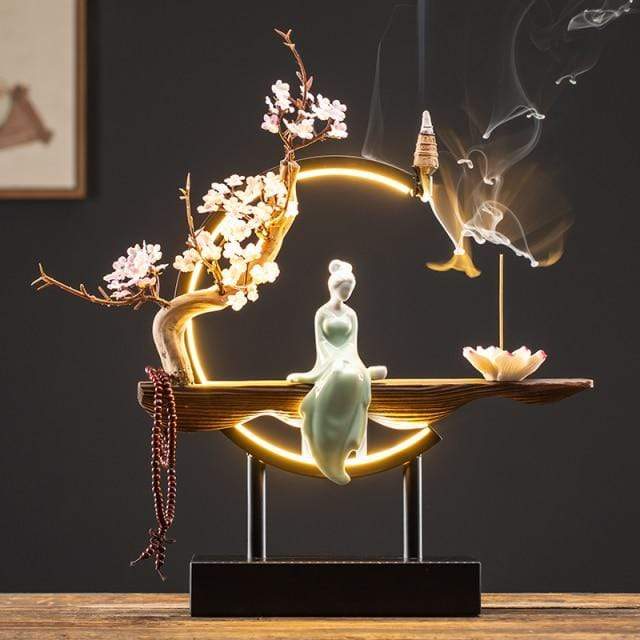 Peaceful Lady Backflow Incense Burner Lamp