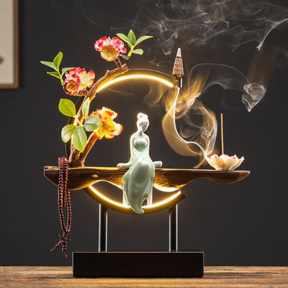 Peaceful Lady Backflow Incense Burner Lamp