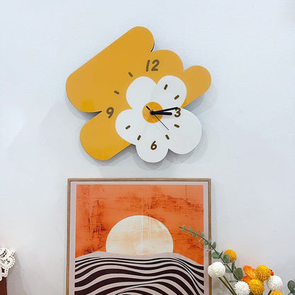 Wooden Cartoon Art Flower Wall Clock