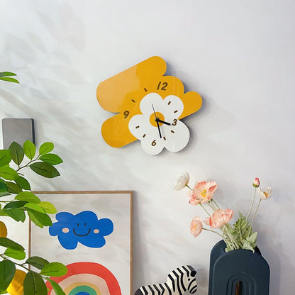 Wooden Cartoon Art Flower Wall Clock