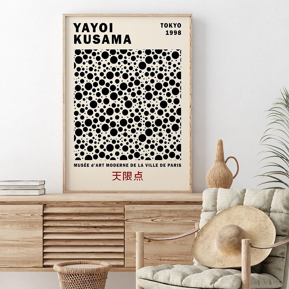 Yayoi Kusama Abstract Line Dots Canvas Poster